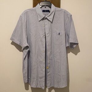 Polo Ralph Lauren Men's White and Blue Striped Shirt